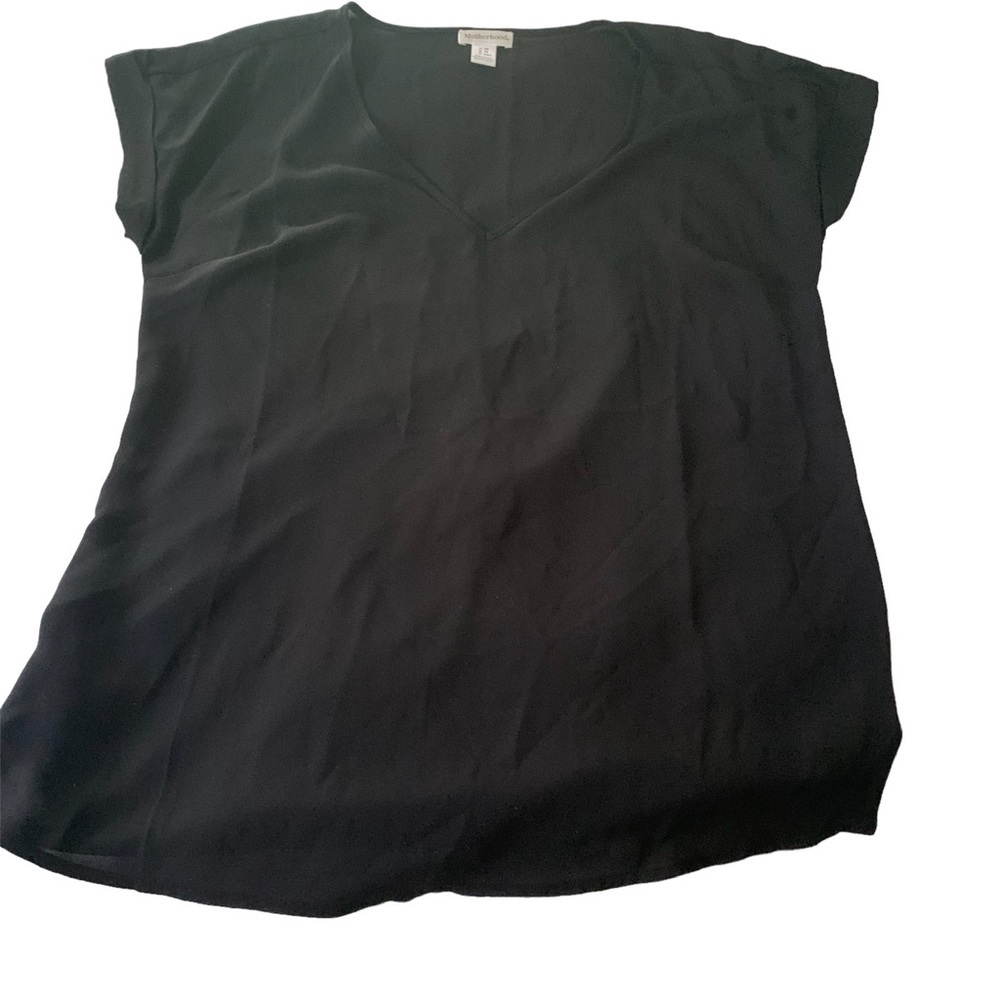 Motherhood Maternity Black V Neck Shoet Sleeve Blouse Size XS